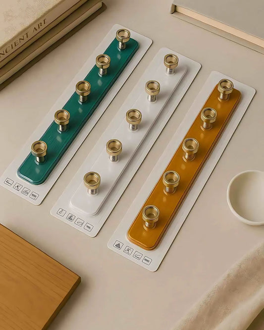 IMPORTED Self-Adhesive Acrylic Wall Hook Strip, 5 Hooks