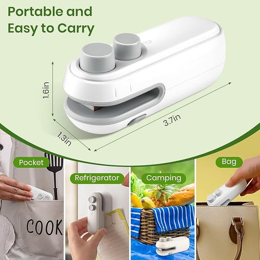 IMPORTED Mini 2 in 1 Sealer and Cutter, Food Sealer Machine, USB Rechargeable and Magnetic