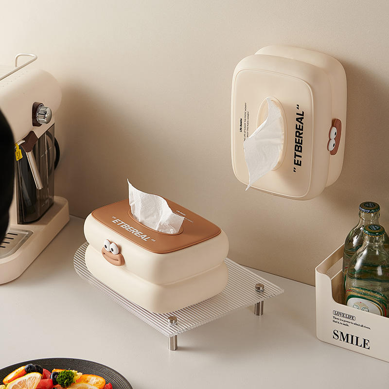 Imported Premium Customizable Tissue Box Napkin Holder, Wall Mount & Spring Base
