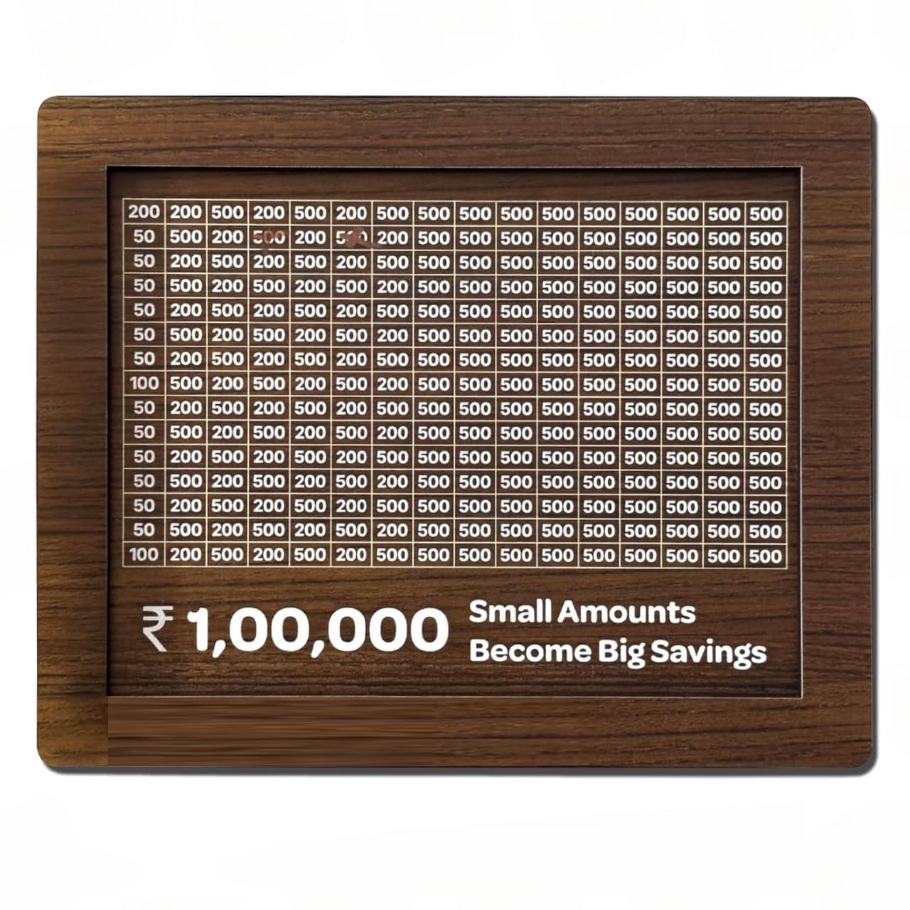IMPORTED Wooden Piggy Bank - 1,00,000 Rupee Target, Wooden Savings Box