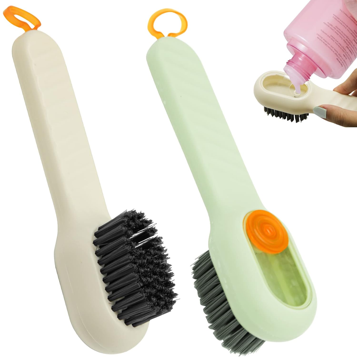 IMPORTED Liquid Soap Shoe Brush, Multi-Purpose Cleaner with Dispenser