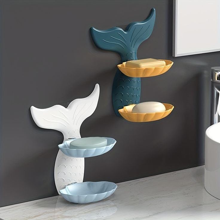 IMPORTED Mermaid Soap Holder, Double-Layer & Self-Adhesive