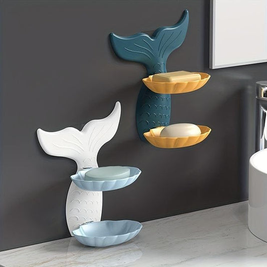 IMPORTED Mermaid Soap Holder, Double-Layer & Self-Adhesive