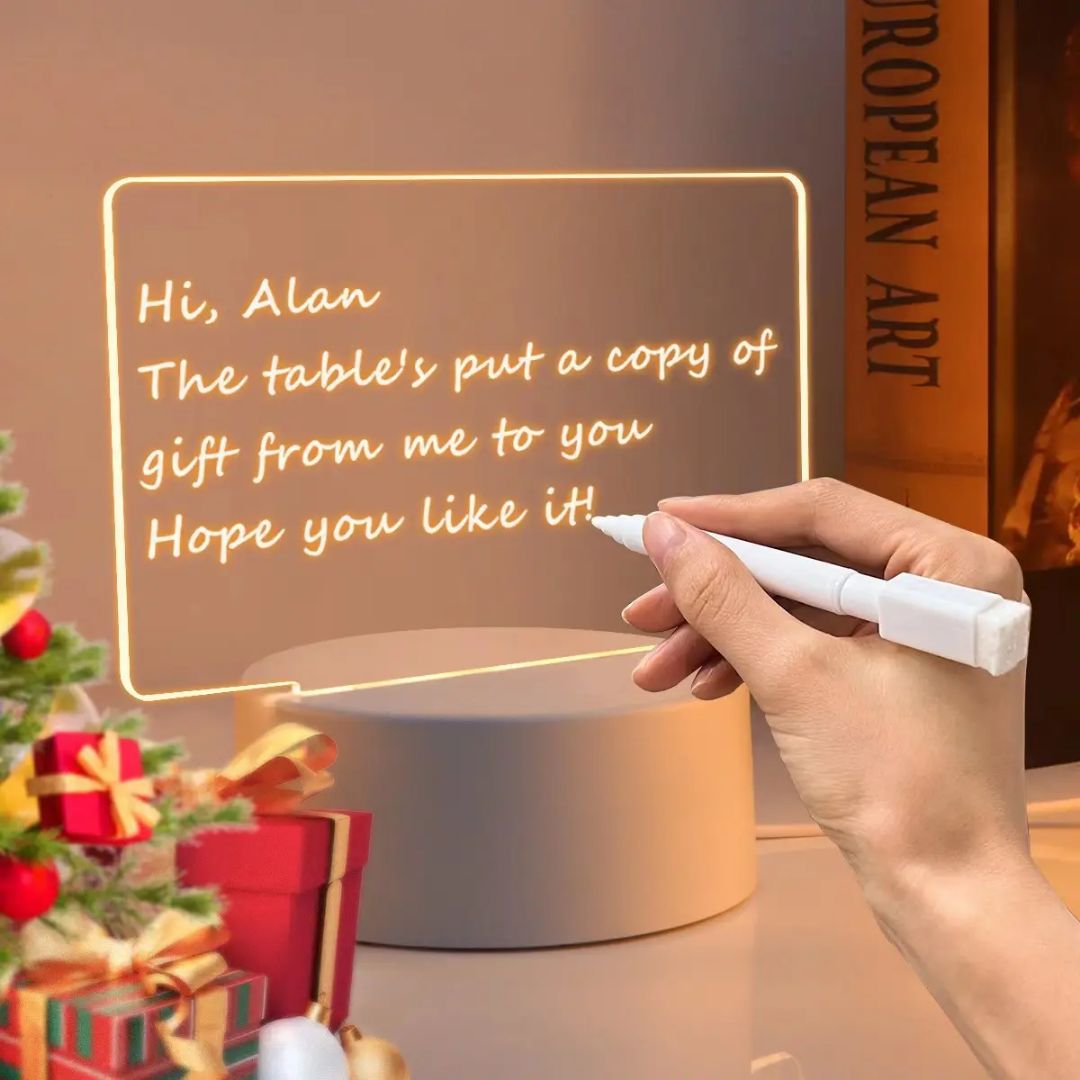 IMPORTED 3D LED Message Board with Pen, Acrylic Writing Board with Light