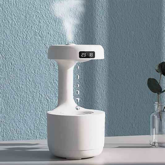 IMPORTED Anti Gravity Water Drop Humidifier, 800ml with LED Clock Display