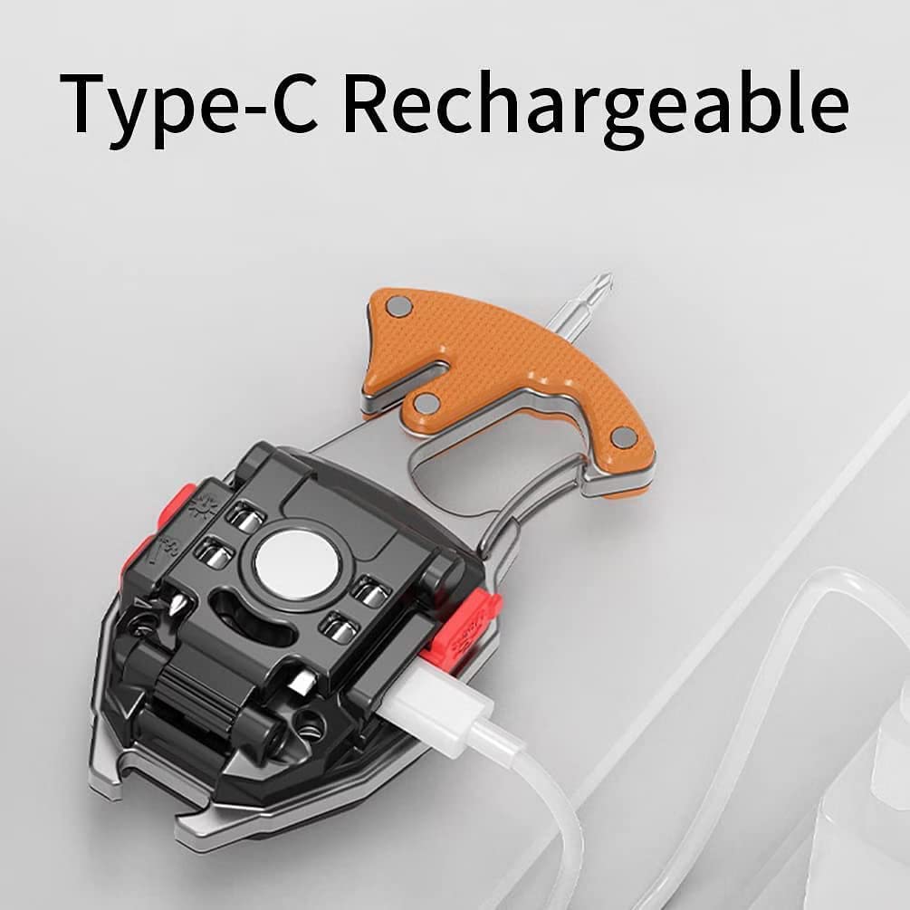 IMPORTED Mini LED Keychain Flashlight Rechargeable, 7 in 1 Multitool - Lighter, Whistle, Screwdriver, Bottle Opener, Magnet Base