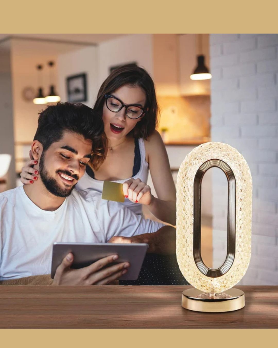 IMPORTED Crystal Touch-Control LED Lamp, 3-Way Dimmable