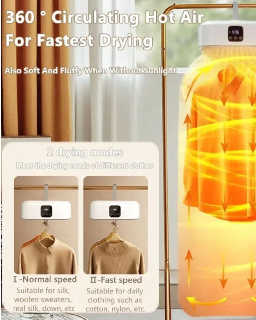 IMPORTED Foldable Electric Clothes Dryer, Quick Drying & Smart Timer