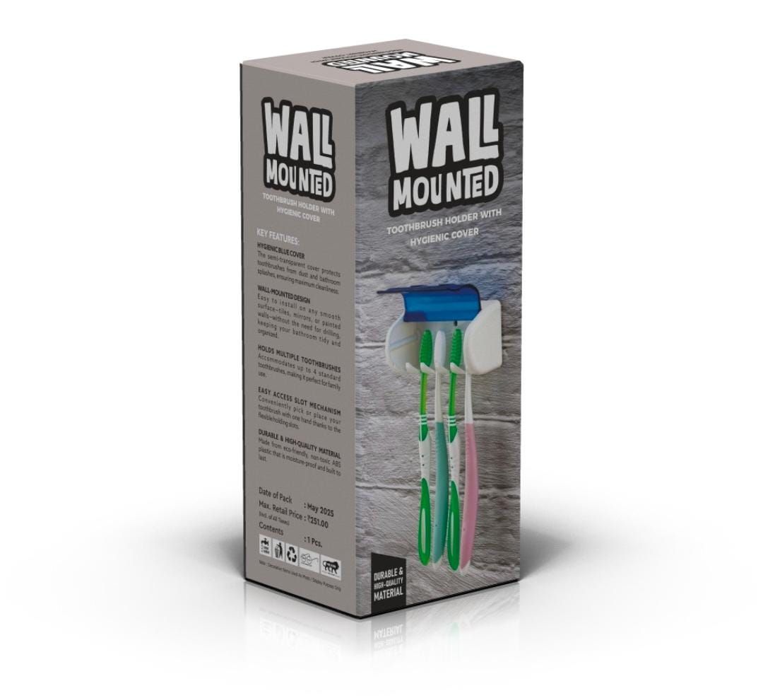 IMPORTED Wall Toothbrush Holder, With Hygiene Cover and Self Adhesive