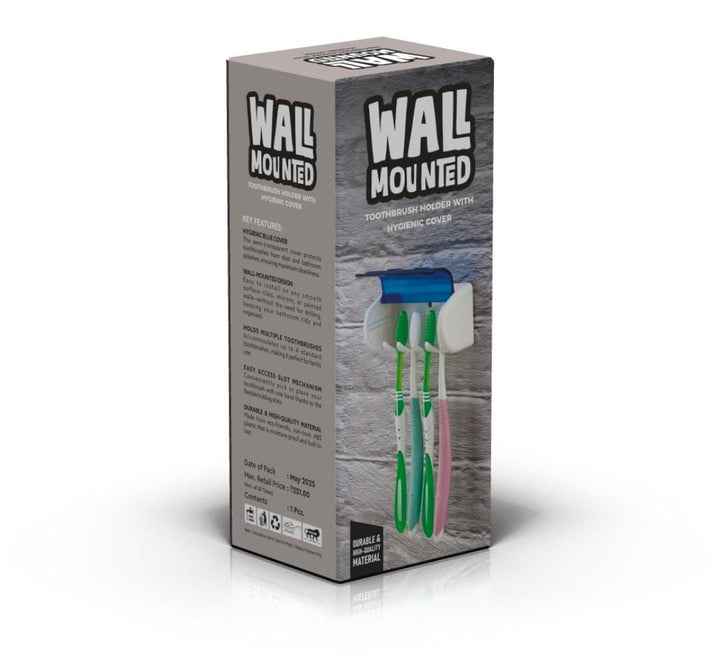 IMPORTED Wall Toothbrush Holder, With Hygiene Cover and Self Adhesive
