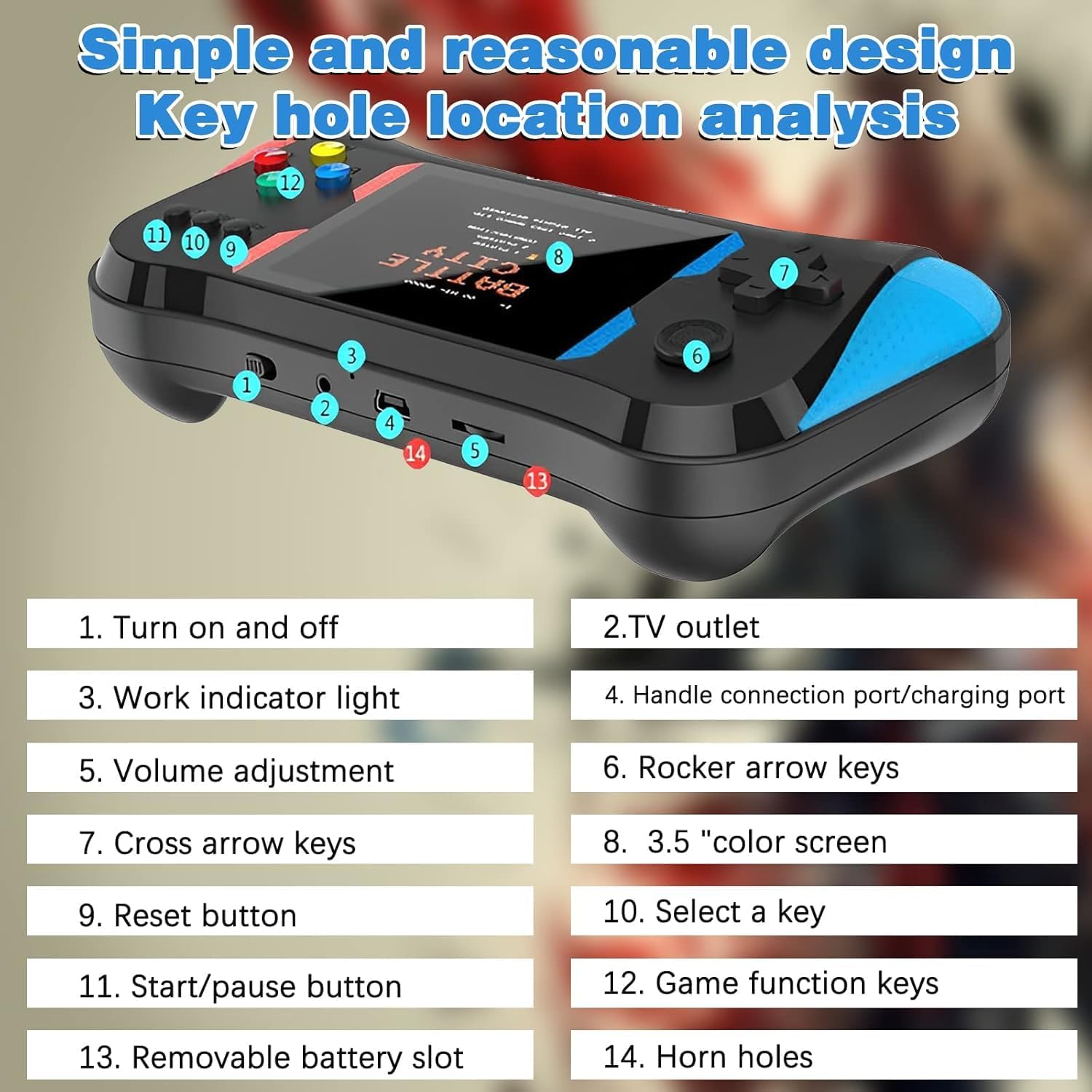 Imported Retro Handheld Game Console X7M, 500 in 1, 3.5" HD Screen, TV Connect and Rechargeable