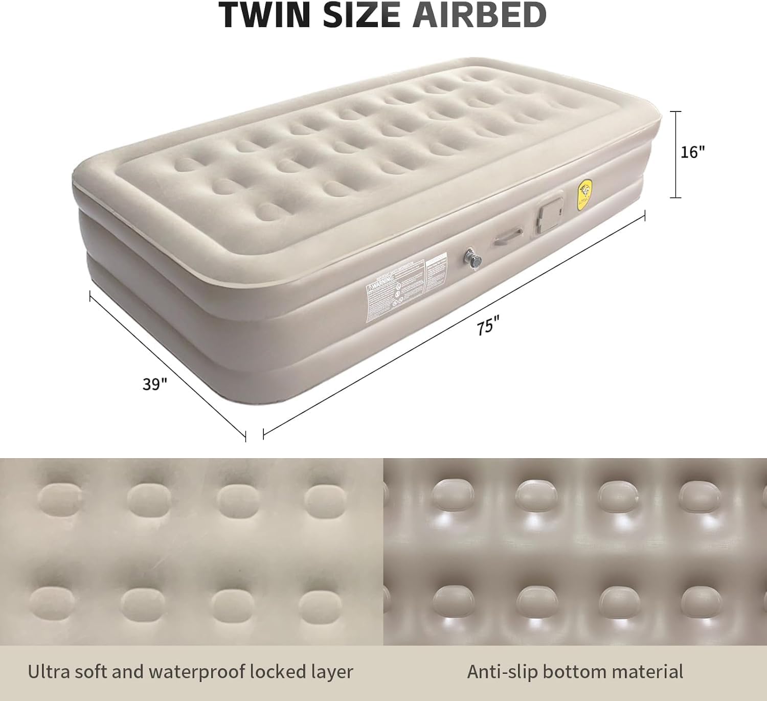 IMPORTED Air Mattress with Built-in Pump, Portable & Foldable