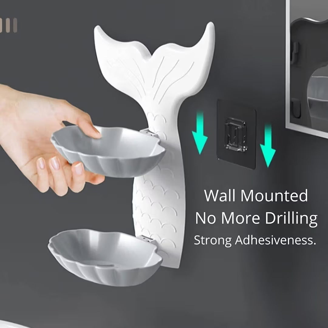 IMPORTED Mermaid Soap Holder, Double-Layer & Self-Adhesive