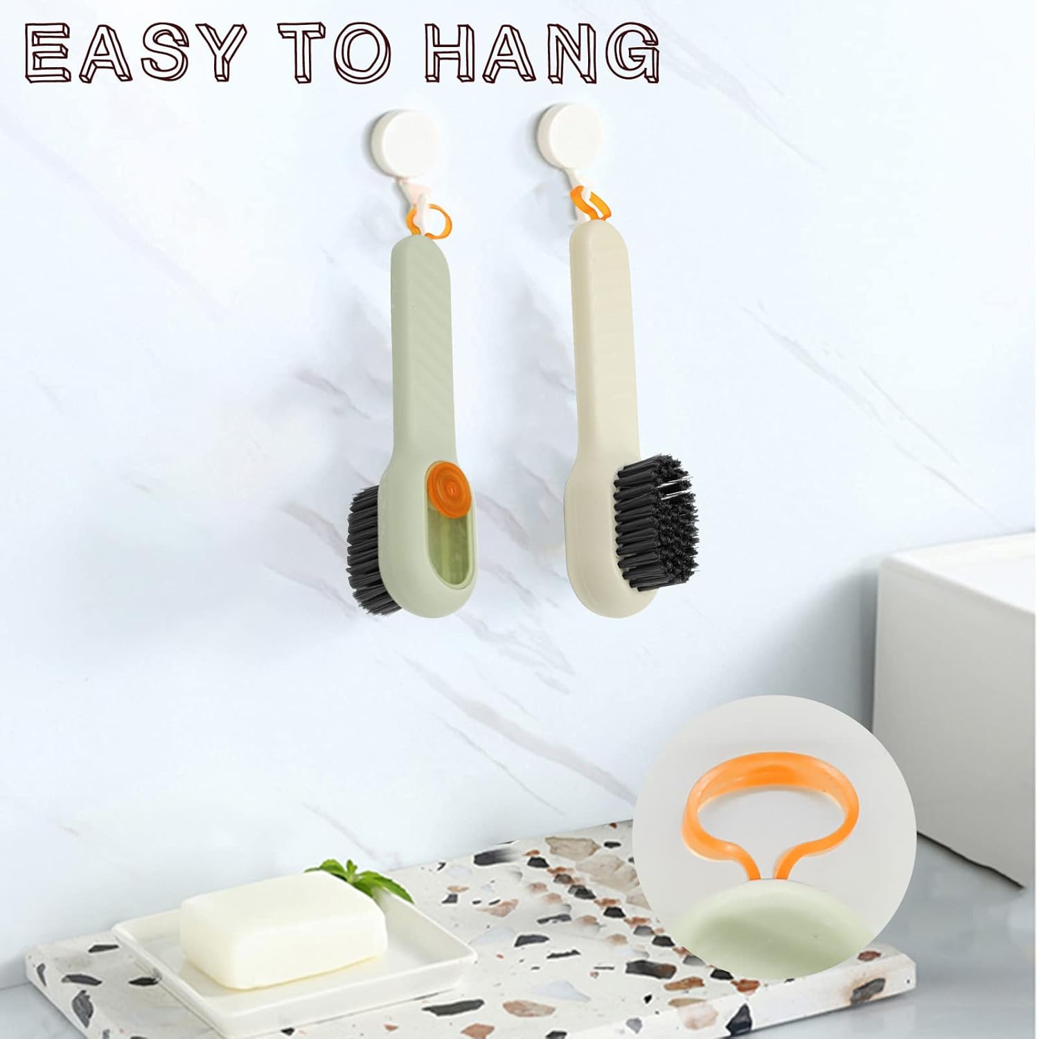 IMPORTED Liquid Soap Shoe Brush, Multi-Purpose Cleaner with Dispenser