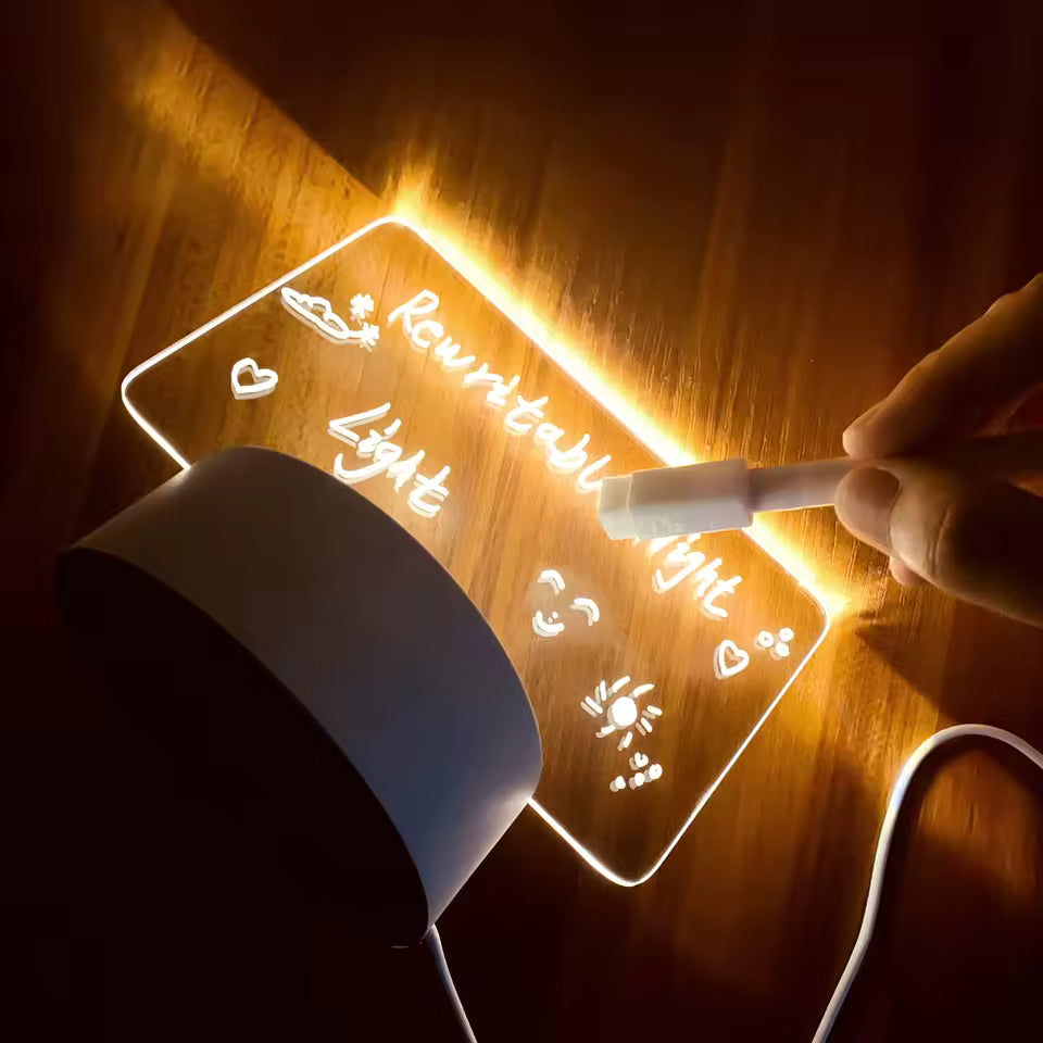 IMPORTED 3D LED Message Board with Pen, Acrylic Writing Board with Light