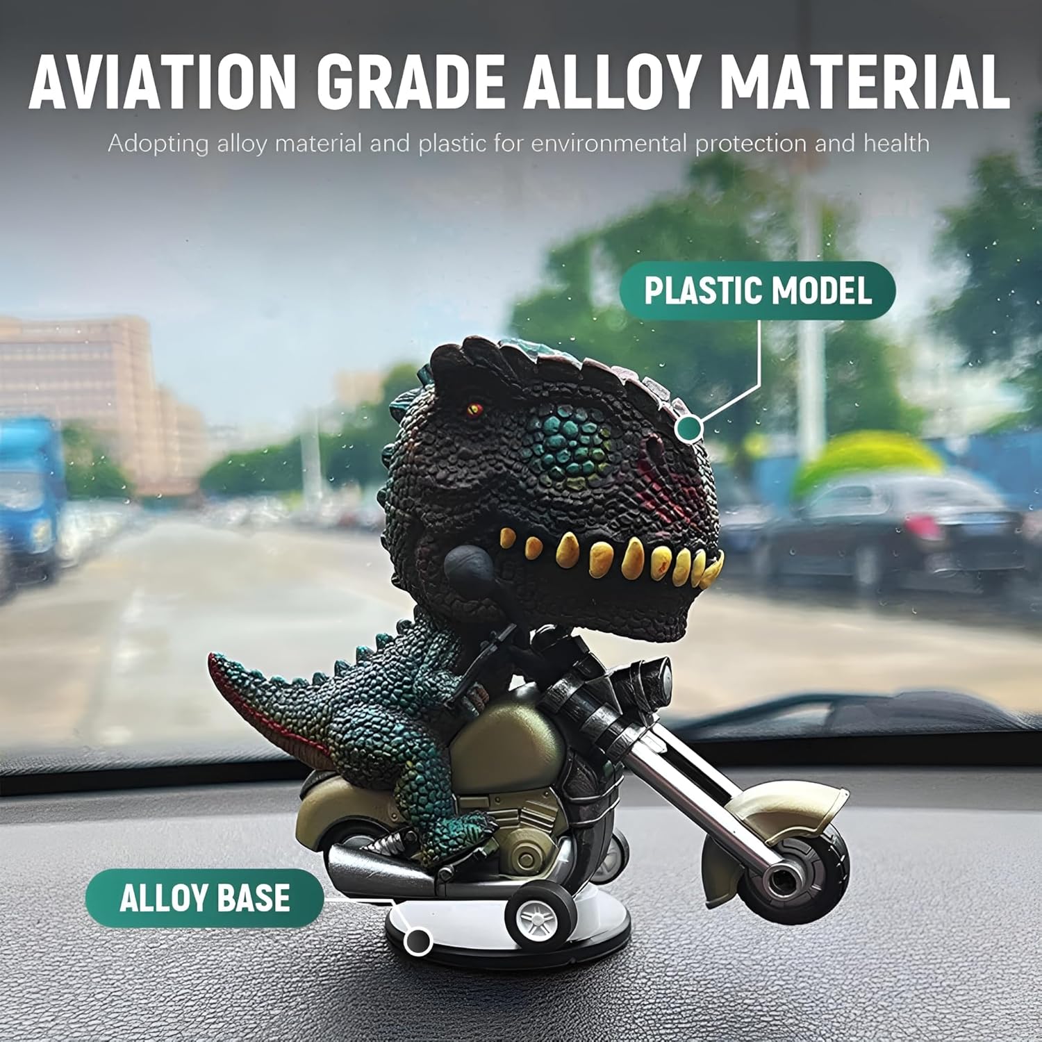 IMPORTED Mini Animal Dinosaur Drift with Car, Trendy Dashboard Decoration