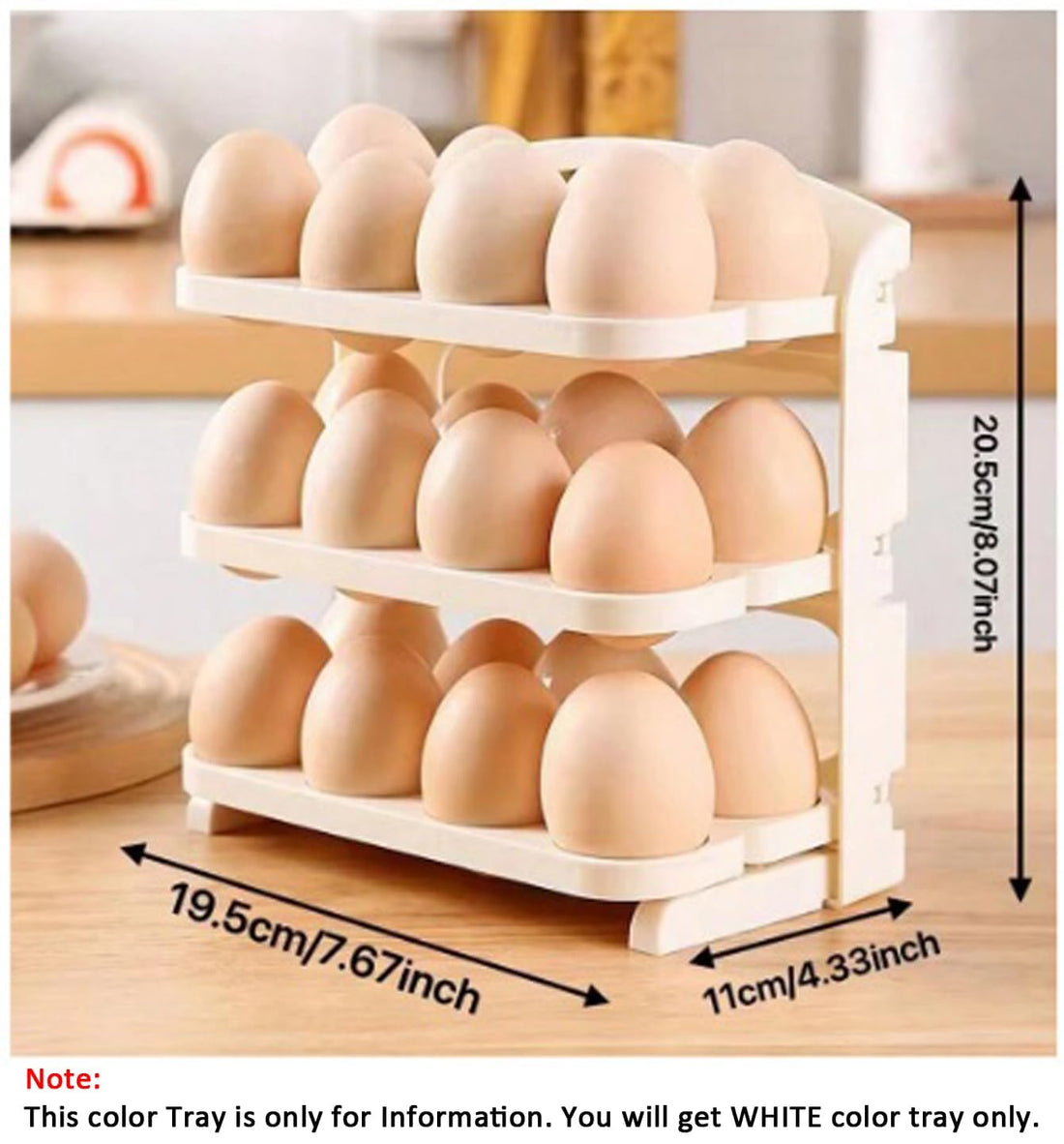 IMPORTED Foldable 24-Grid Egg Tray, 3-Layer Fridge Organizer