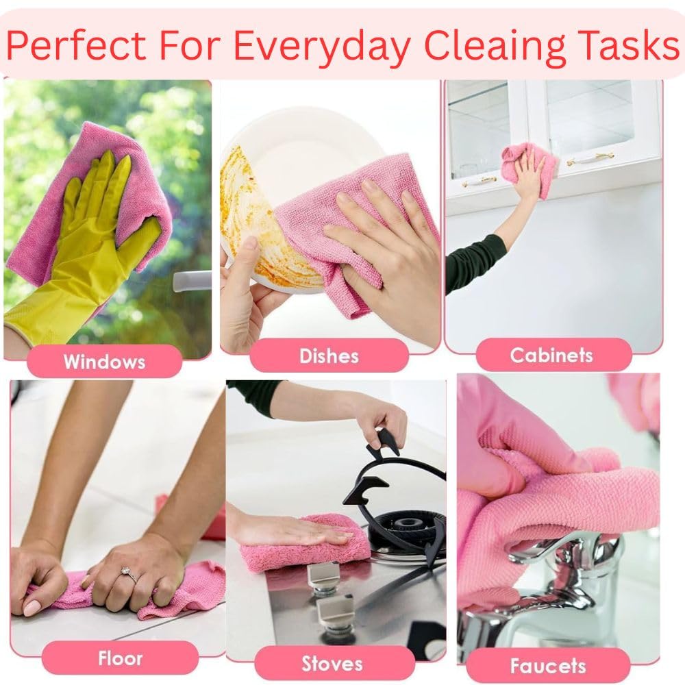 Imported 20-Pack Microfiber Dish Cloths, Reusable & Absorbent with Dispenser Box
