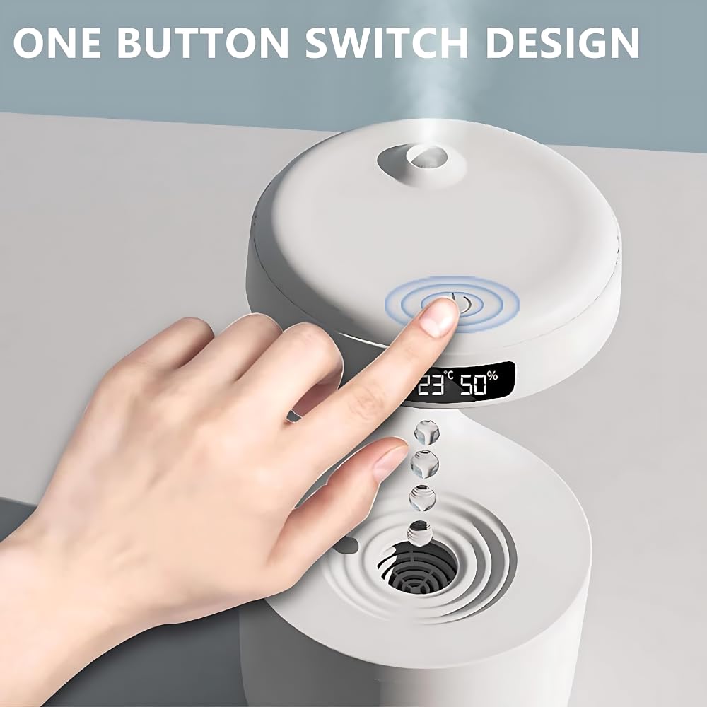 IMPORTED Anti Gravity Water Drop Humidifier, 800ml with LED Clock Display