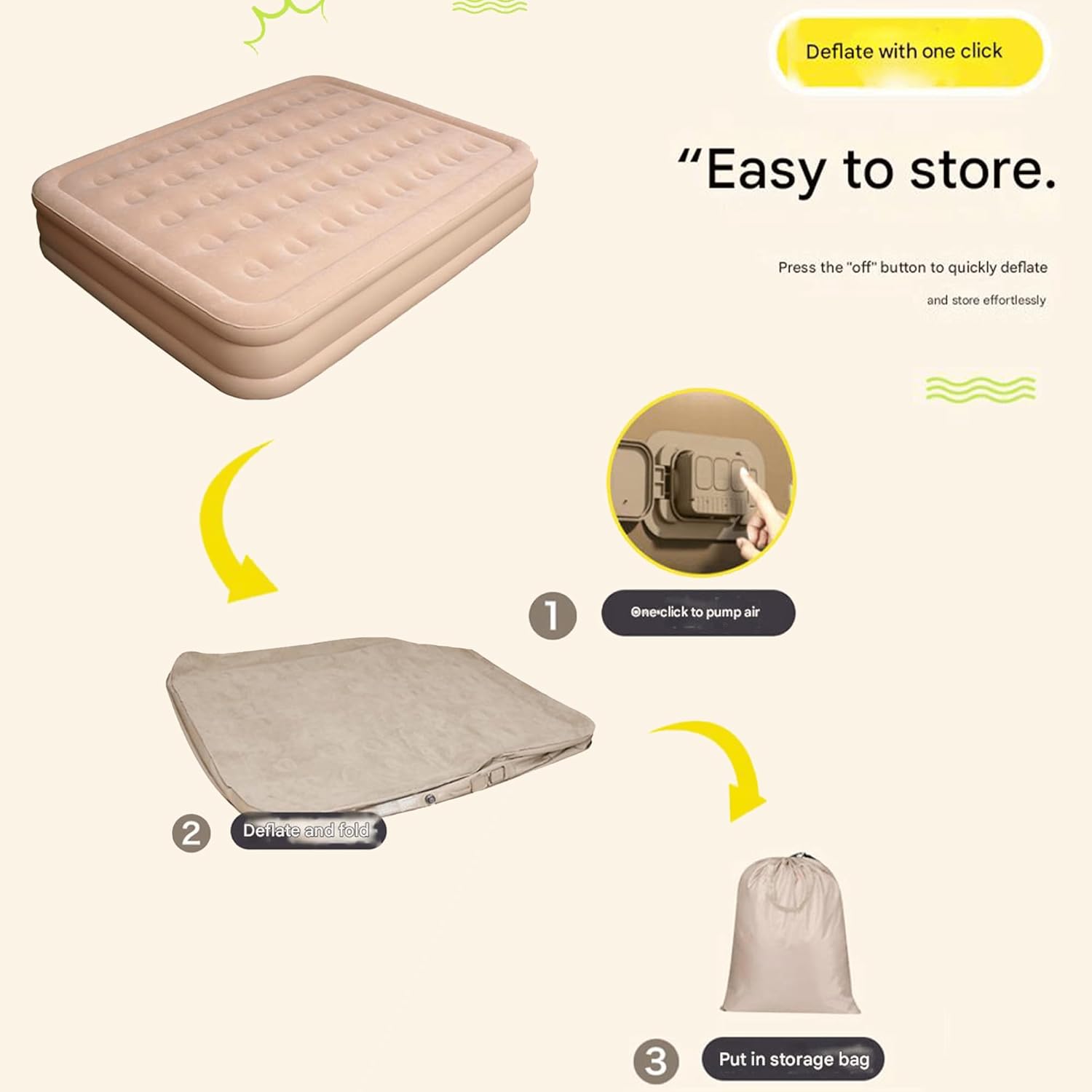 IMPORTED Air Mattress with Built-in Pump, Portable & Foldable