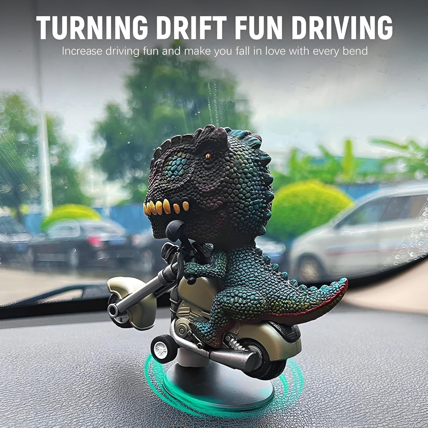 IMPORTED Mini Animal Dinosaur Drift with Car, Trendy Dashboard Decoration