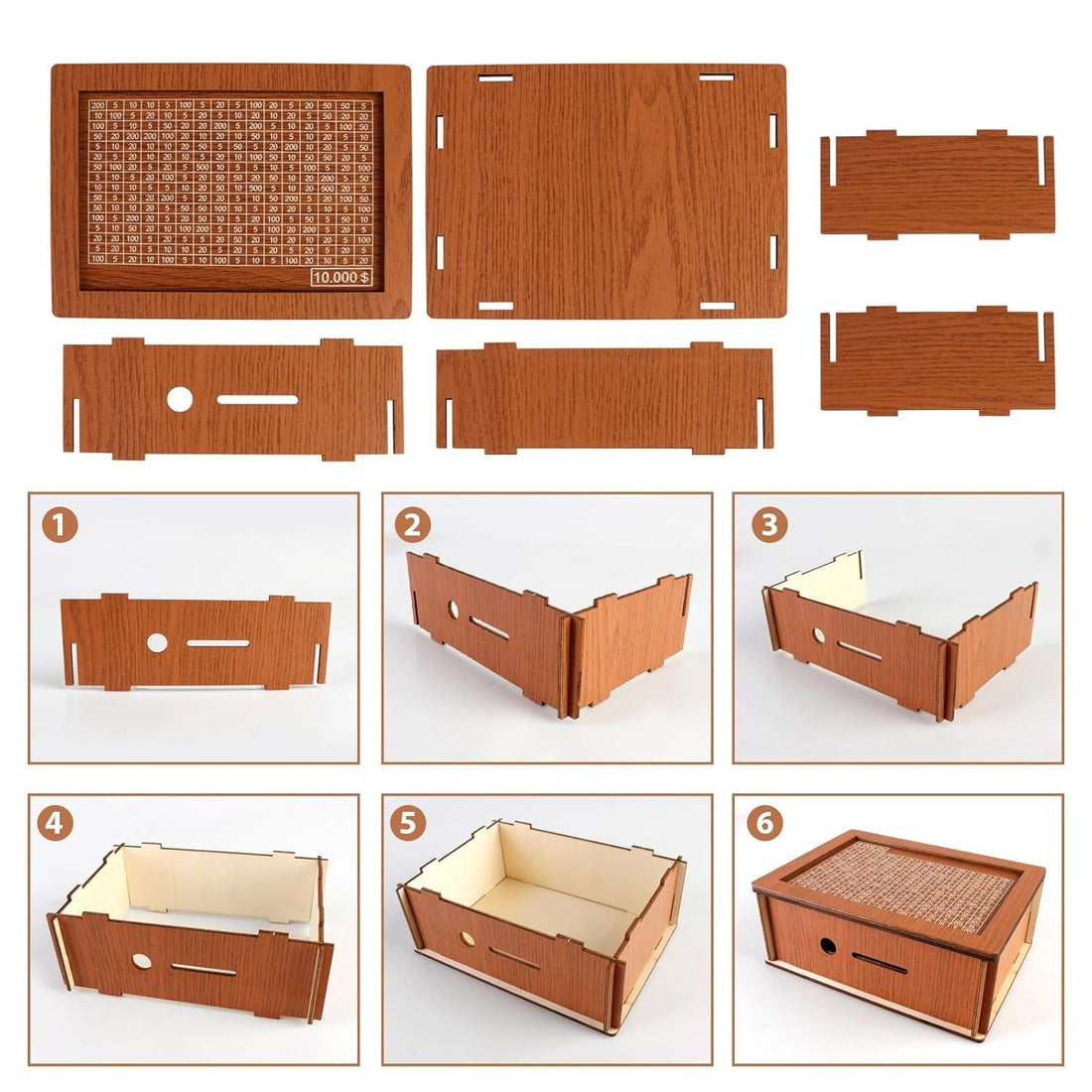 IMPORTED Wooden Piggy Bank - 1,00,000 Rupee Target, Wooden Savings Box