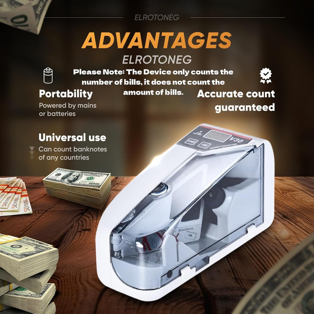 IMPORTED Mini Counter Portable, Mini Money Counting Machine, 600 min with Bag