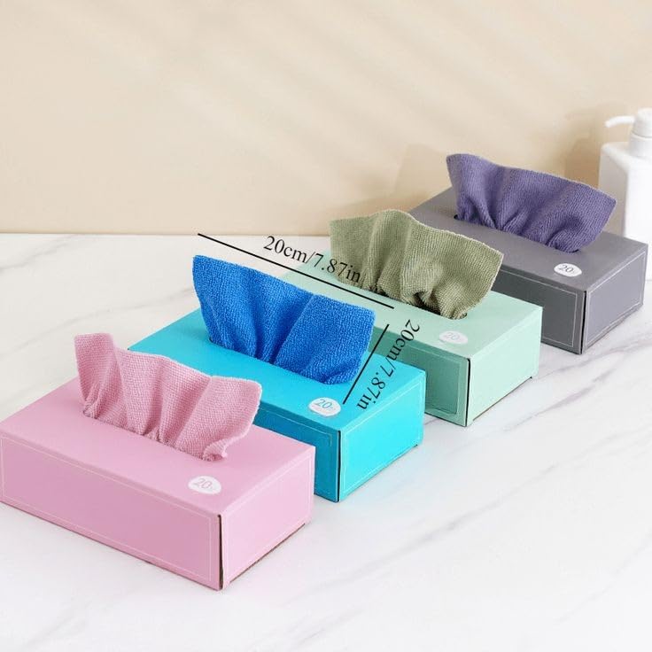 Imported 20-Pack Microfiber Dish Cloths, Reusable & Absorbent with Dispenser Box