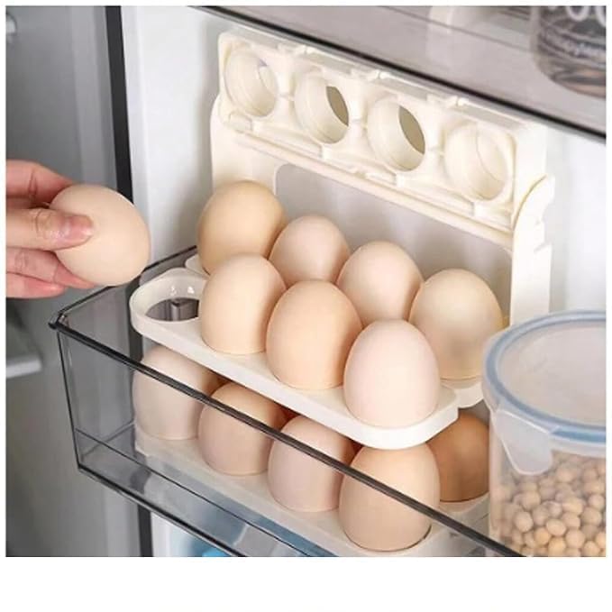 IMPORTED Foldable 24-Grid Egg Tray, 3-Layer Fridge Organizer