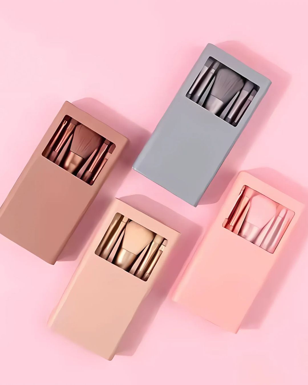 IMPORTED Portable Makeup Brush Set, 5-Piece with Mirror