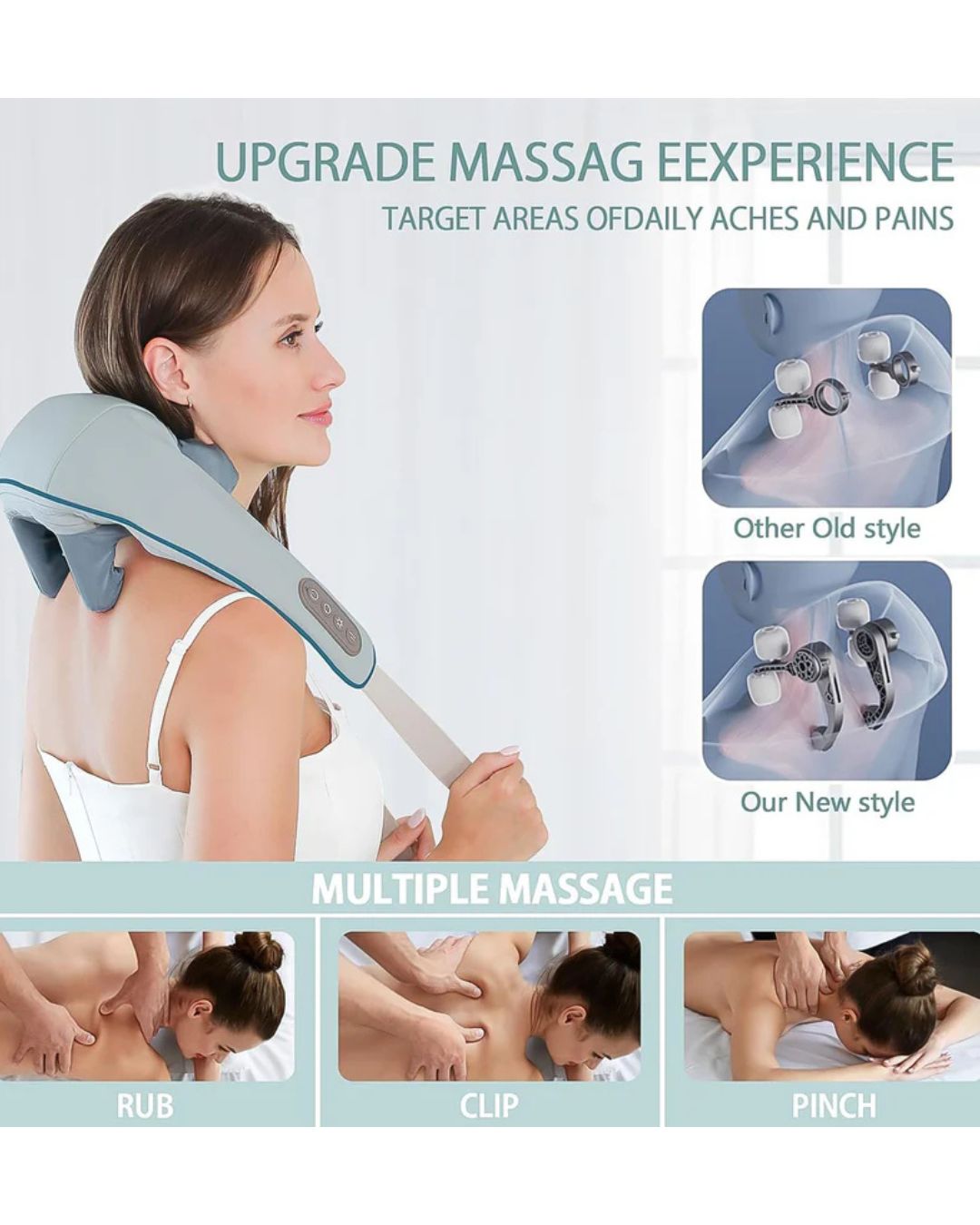 IMPORTED Rechargeable Neck & Shoulder Massager, Electric Shiatsu