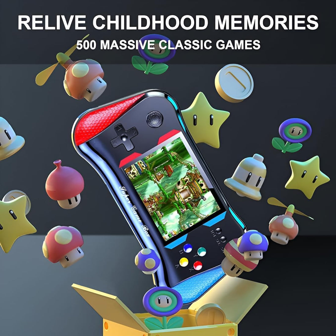 Imported Retro Handheld Game Console X7M, 500 in 1, 3.5" HD Screen, TV Connect and Rechargeable