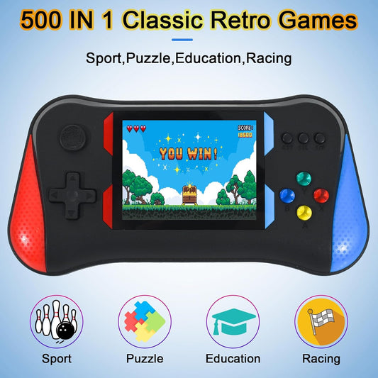 Imported Retro Handheld Game Console X7M, 500 in 1, 3.5" HD Screen, TV Connect and Rechargeable