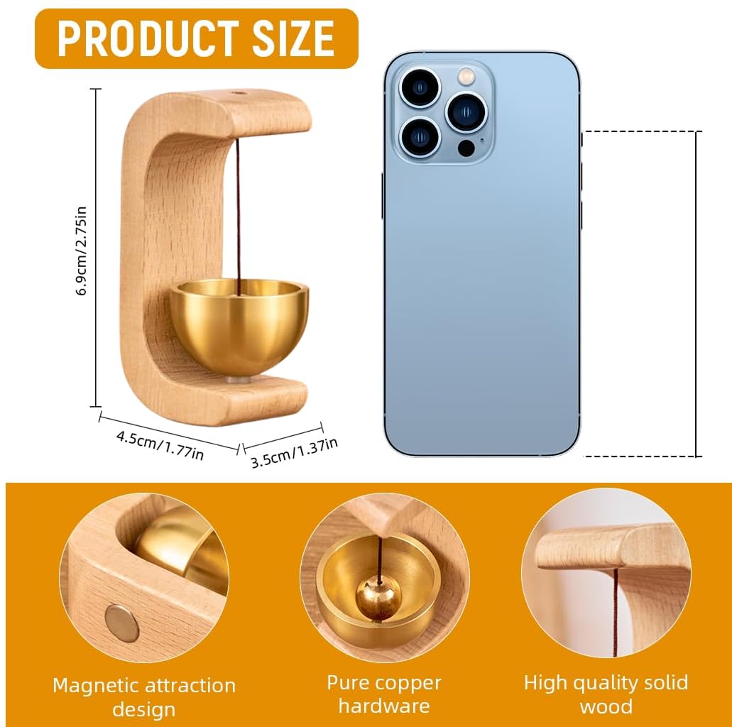 IMPORTED Wooden Magnetic Door Bell, Brass Chime