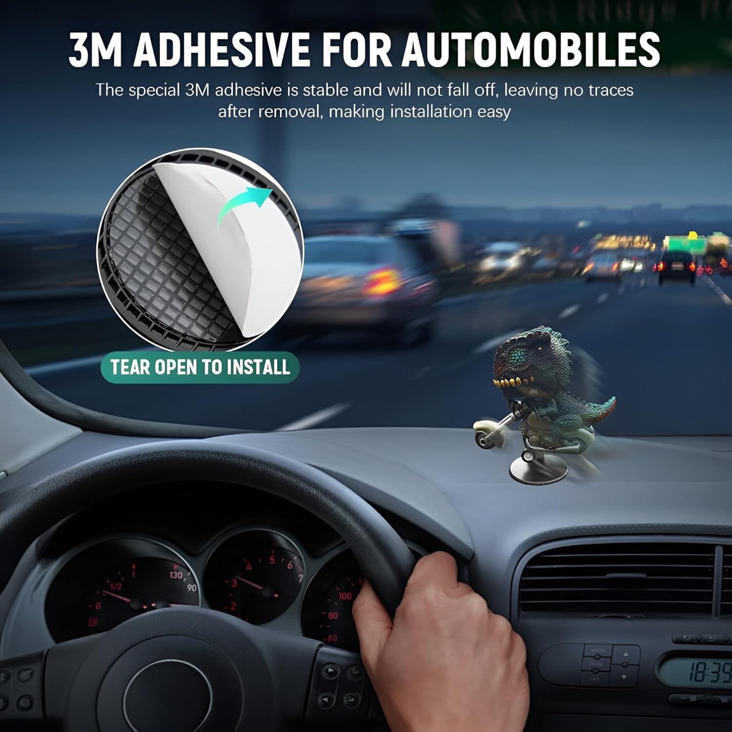 IMPORTED Mini Animal Dinosaur Drift with Car, Trendy Dashboard Decoration