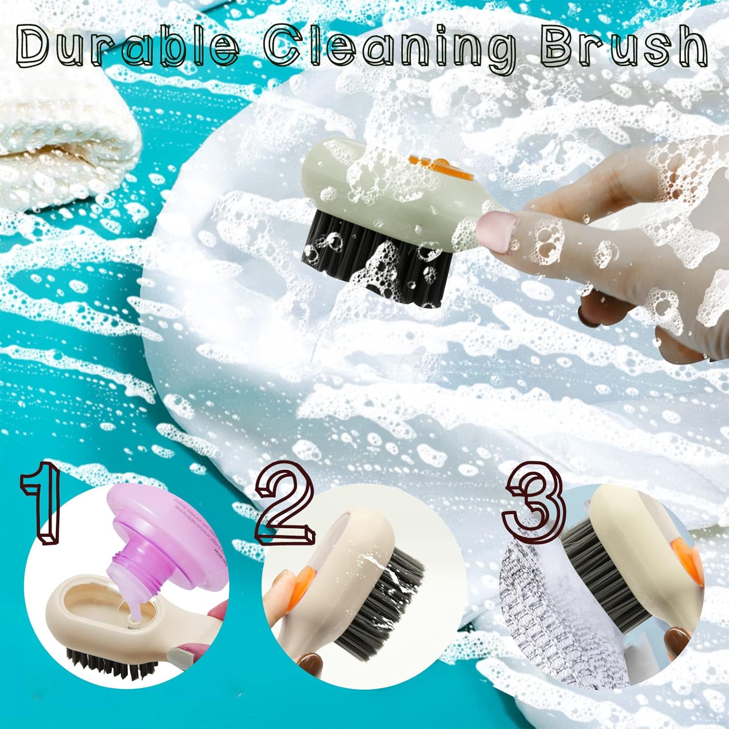 IMPORTED Liquid Soap Shoe Brush, Multi-Purpose Cleaner with Dispenser