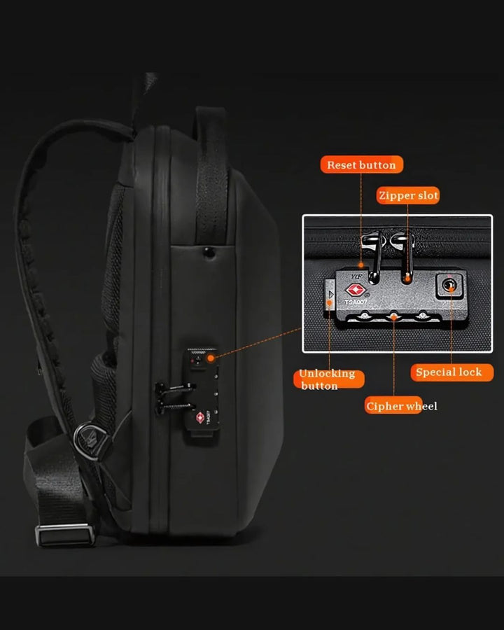 IMPORTED  Anti-Theft Chest Bag, 1.5L, USB Charging, Waterproof