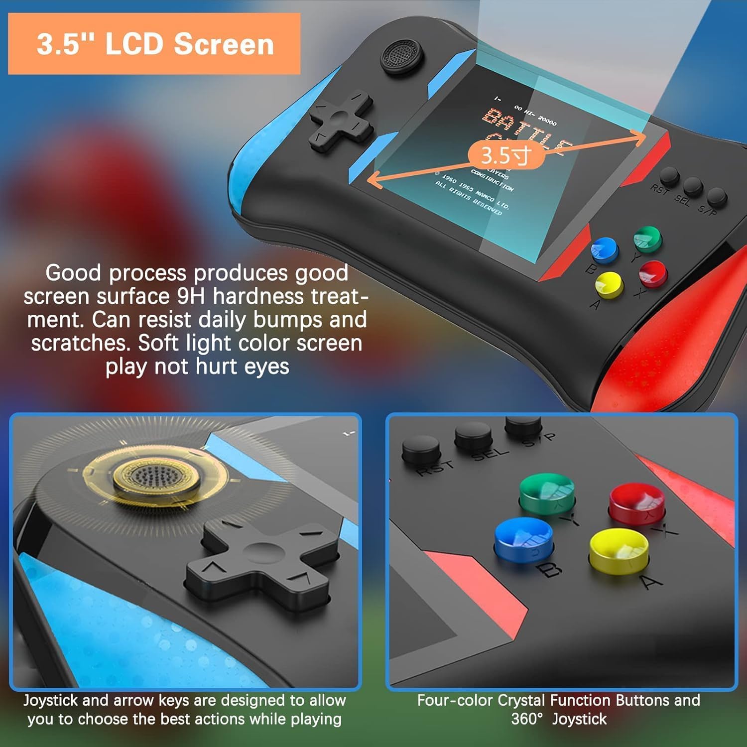 Imported Retro Handheld Game Console X7M, 500 in 1, 3.5" HD Screen, TV Connect and Rechargeable