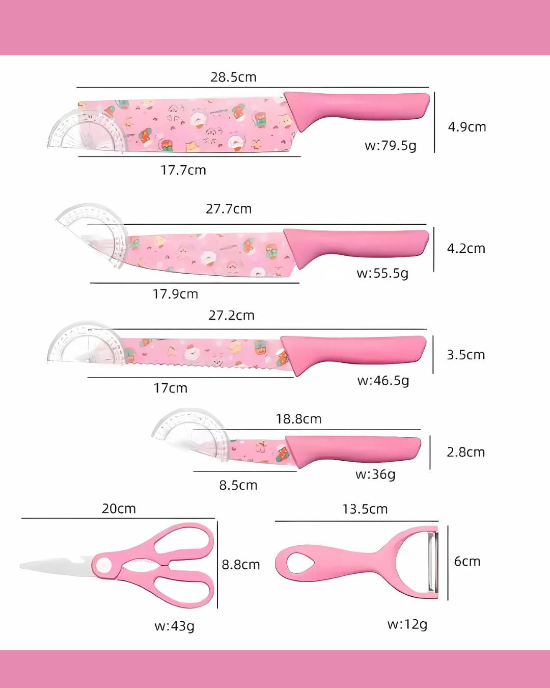 IMPORTED 6-Piece Kitchen Knife Set, Stainless Steel & Printed